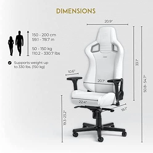 Žaidimų kėdė Noblechairs EPIC High-tech faux leather Gaming Chair, Baltas Edition