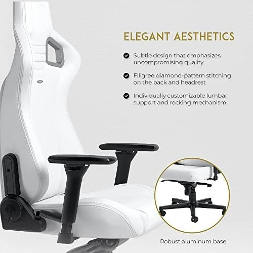 Žaidimų kėdė Noblechairs EPIC High-tech faux leather Gaming Chair, Baltas Edition
