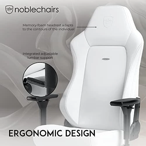 Žaidimų kėdė Noblechairs HERO High-tech faux leather Gaming Chair, Baltas Edition