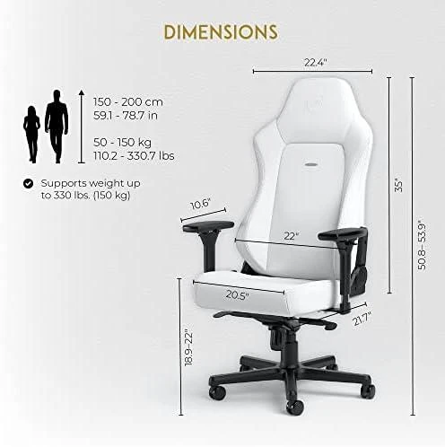 Žaidimų kėdė Noblechairs HERO High-tech faux leather Gaming Chair, Baltas Edition