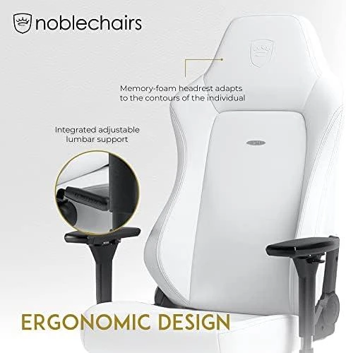 Žaidimų kėdė Noblechairs HERO High-tech faux leather Gaming Chair, Baltas Edition