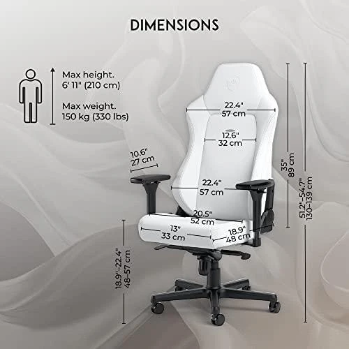Žaidimų kėdė Noblechairs HERO High-tech faux leather Gaming Chair, Baltas Edition