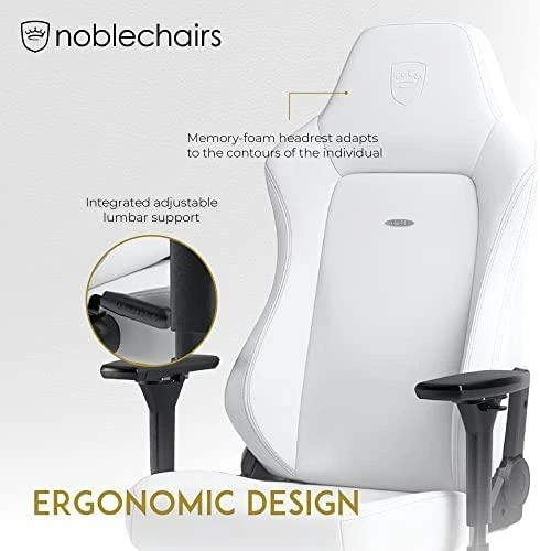 Žaidimų kėdė Noblechairs HERO High-tech faux leather Gaming Chair, Baltas Edition
