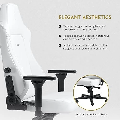 Žaidimų kėdė Noblechairs HERO High-tech faux leather Gaming Chair, Baltas Edition