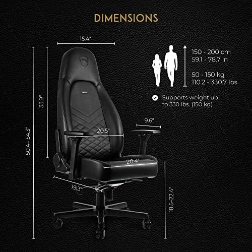 noblechairs ICON - Juodas - PU Leather (Juoda PU Oda) Kėdė