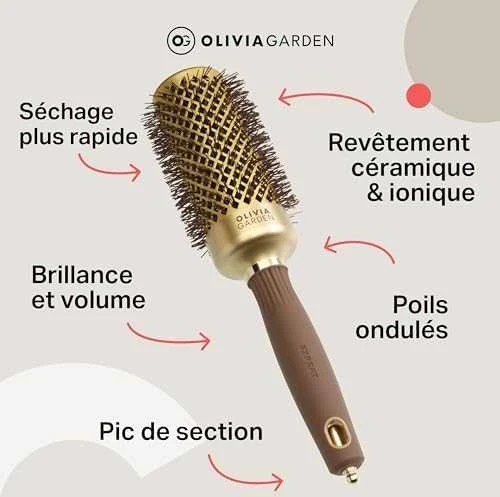 Plaukų šepetys džiovinimui Olivia Garden Expert Blowout Shine Gold&Brown 45 mm