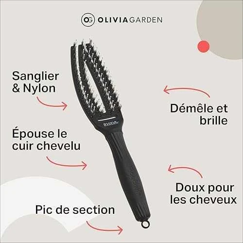 Šepetys plaukų džiovinimui Olivia Garden Fingerbrush Combo Small Hair