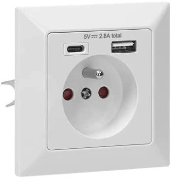 Orno Viengubas elektros lizdas 2P+Z su USB-A ir USB-C išvestimis