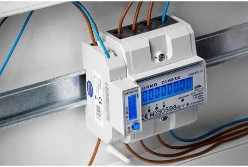 Orno 3 Fazowy Trifazis elektros skaitiklis, 80A, RS-485 prievadas, daugiatarifis, 3 moduliai, DIN TH-35mm