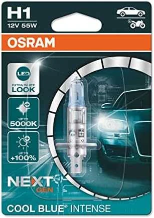 Osram lemputės, H1, COOL Mėlynas Intense, NextGen, 5000K 55W 64150CB