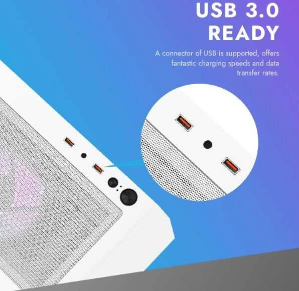 Kompiuterio dėklas Darkflash DK352 Plus su 4 ventiliatoriais (juodai baltas)