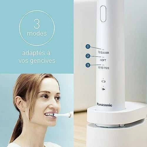 Panasonic | Sonic Elektrinis dantų šepetėlis | EW-DC12-W503 | Įkraunamas | Suaugusiems | Šepetėlių skaičius galvutės įeina 1 | Number of teeth brushing modes 3 | Sonic technology | Golden Baltas