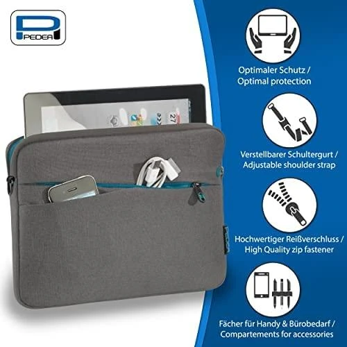 PEDEA Fashion Planšetinis kompiuteris Case Sleeve Bag 12.9 inch with pockets for accessories, pilkas