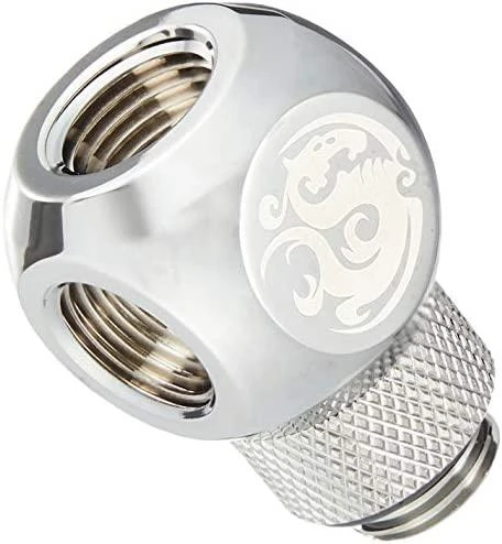 „Bitspower“ Q-Splitter adapteris, skirtas G1/4 colio kištukui į 3x G1/4 colio kištuką, su pasukamu, blizgiu juodu korpusu