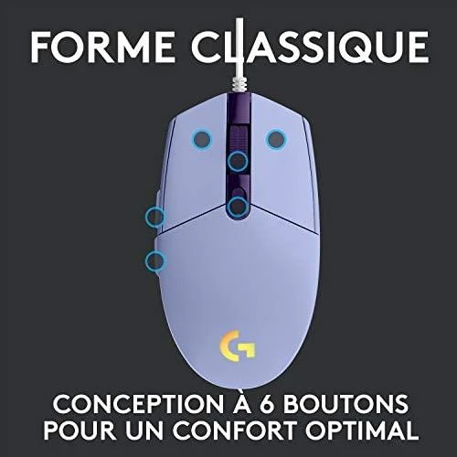Pelė žaidimams Logitech G203 Lightsync RGB, Lilac