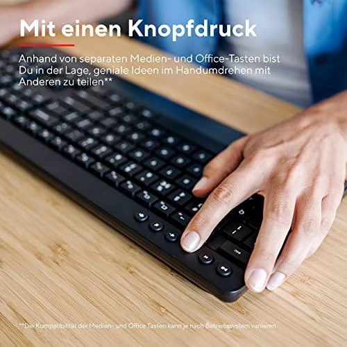 Klaviatūra ir pelė Kit Trust Trezo Comfort Wireless Klaviatūros ir pelės rinkinys - German QWERTZ išdėstymas