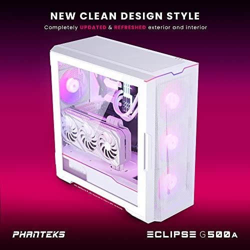 PHANTEKS Eclipse G500A D-RGB Mid-Tower tipo kompiuterio korpusas, grūdintas stiklas – baltos spalvos