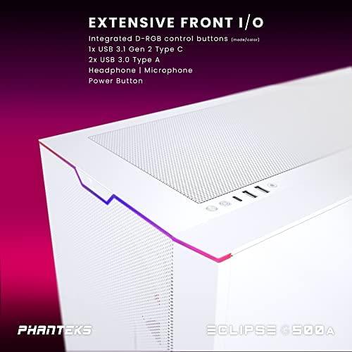 PHANTEKS Eclipse G500A D-RGB Mid-Tower tipo kompiuterio korpusas, grūdintas stiklas – baltos spalvos