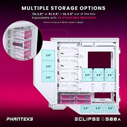 PHANTEKS Eclipse G500A D-RGB Mid-Tower tipo kompiuterio korpusas, grūdintas stiklas – baltos spalvos
