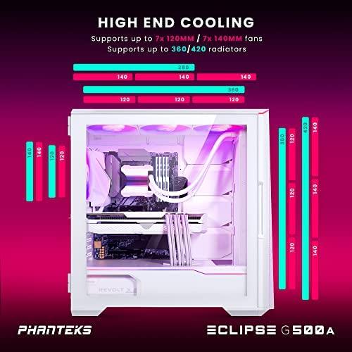 PHANTEKS Eclipse G500A D-RGB Mid-Tower tipo kompiuterio korpusas, grūdintas stiklas – baltos spalvos