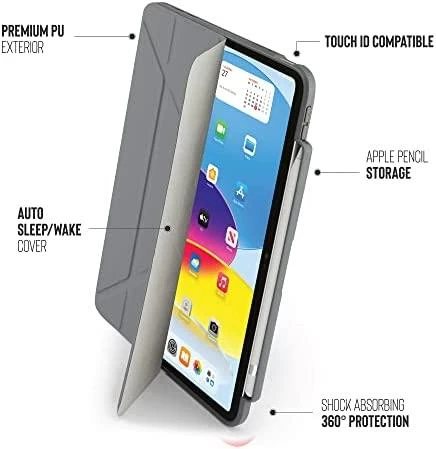 Pipetto Origami No3 Pieštukas dėklas, pilkos spalvos – Apple iPad (A16) / Apple iPad (2022)