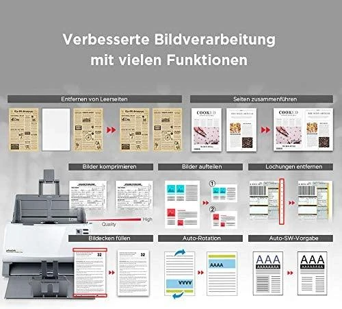 Skeneris „Plustek SmartOffice PS406U Plus“ 600 x 600 DPI ADF skaitytuvas Pilka, Balta A4