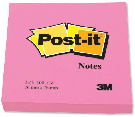 3M Lipnūs lapeliai Post-it Neon, 76 x 76 mm, 100 lapelių, geltona