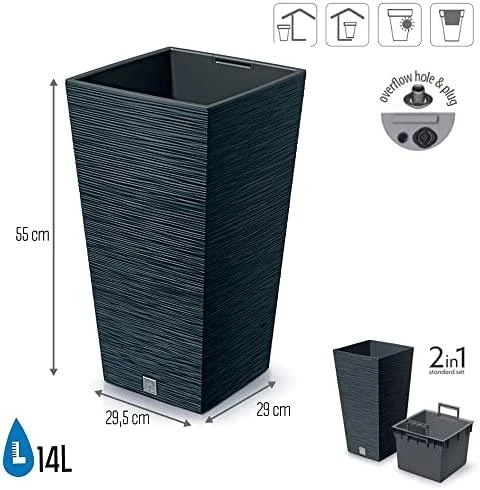 Gėlių vazonas Prosperplast Furu Square DFSH300-S433, 29,5 x 29,5 x 55 cm
