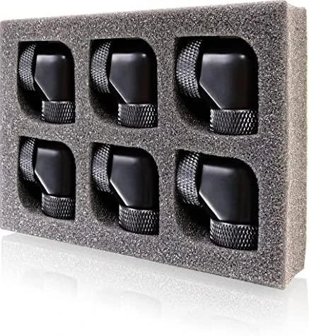 Raijintek Connector PELIAS D140906, 14mm, 90 Degree Adapteris – 6-Pack, juodas