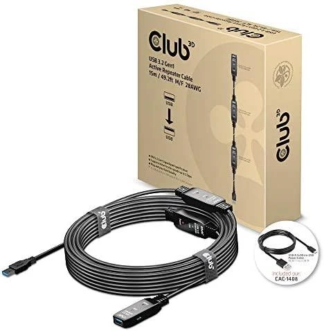 Goobay CLUB 3D CAC-1406 USB 3.2 Gen1 aktyvaus kartotuvo kabelis 15m M/F 28AWG