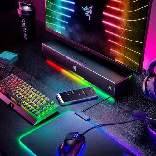 Kompiuterio kolonėlės Razer | Gaming Soundbar | Leviathan V2 | Bluetooth | Belaidė jungtis | Juodas