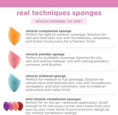 Real Techniques Miracle Complexion Sponge Applicator moterims, 4 vnt