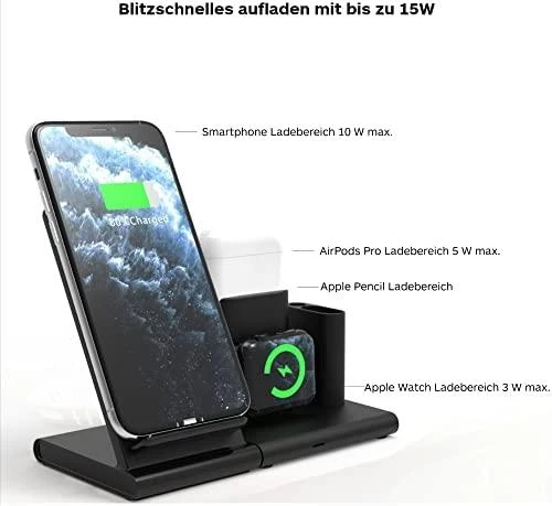 Carruzzo RealPower ChargeAIR Connect Išmanusis telefonas, Išmanusis laikrodis, Planšetinis kompiuteris Juoda USB Belaidis įkrovimas Vidaus