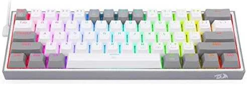 Klaviatūra žaidimams Redragon K617 Fizz RGB Redragon Mechaninė Raudona Switches su laidu mechaninė su pašvietimu balta ir-pilka