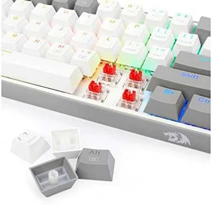 Klaviatūra žaidimams Redragon K617 Fizz RGB Redragon Mechaninė Raudona Switches su laidu mechaninė su pašvietimu balta ir-pilka