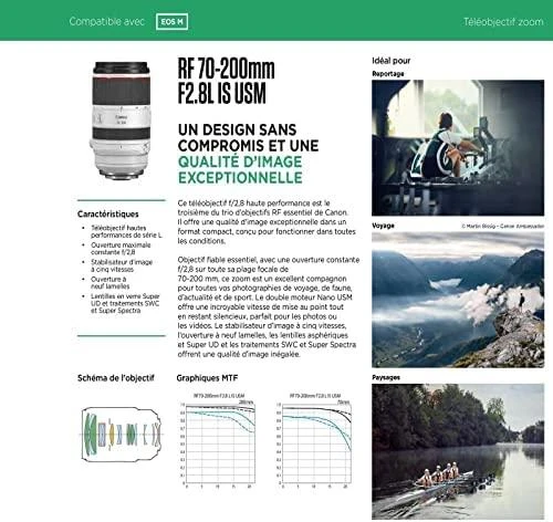 Canon RF 70-200mm F2.8L IS USM MILC/SLR Priartinimo teleobjektyvas Juoda, Balta