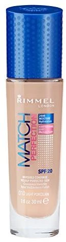 Rimmel London Match Perfection SPF20 makiažo pagrindas Moterims 30 ml, Light Porcelain 10- Cool