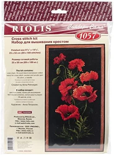RIOLIS - Create It Yourself - Siuvinėjimo rinkinys „Aguonos“ 1057 (25x50 cm)