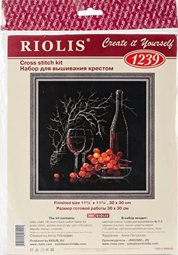RIOLIS - Create It Yourself - Siuvinėjimo rinkinys „Natiurmortas su raudonu vynu“ 1239 (30x30 cm)