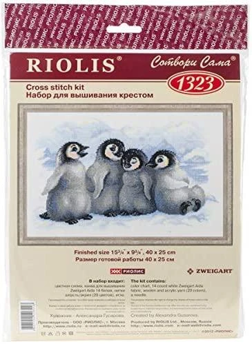 RIOLIS – Create It Yourself – Siuvinėjimo rinkinys „Juokingi pingvinai“ 1323 (40x25 cm)