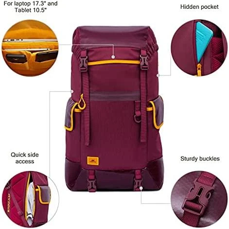 Rivacase Kensington Notebook Backpack 5361 Tinka iki 17.3 ", Backpack for laptop, Burgundy Raudona