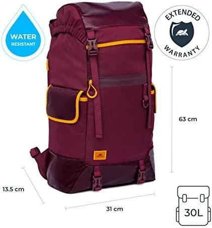 Rivacase Kensington Notebook Backpack 5361 Tinka iki 17.3 ", Backpack for laptop, Burgundy Raudona