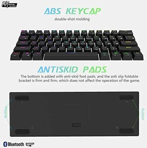 Royal Kludge RK61 klaviatūra | 60%, Hot-swap, Raudona Switches, US, juoda