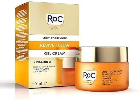 ROC Multi Correxion Revive & Glow Gel Kreminis spindesio suteikiantis gelinis kremas veidui, 50 ml