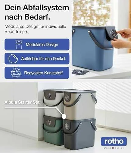 Atliekų Rūšiavimo Konteineris - Rotho ALBULA 25L Limoninė Žalia