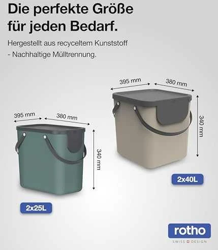 Atliekų Rūšiavimo Konteineris - Rotho ALBULA 25L Limoninė Žalia