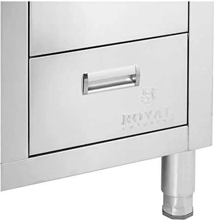 Royal Catering Vieno dubenio kriauklė su spintele su stumdomomis durimis ir stalčiais, plieninė, 100 x 60 x 94,5 cm