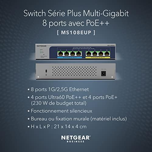 Šakotuvas NETGEAR MS108EUP Managed L2/L3 2.5G Ethernet (100/1000/2500) Power over Ethernet (PoE) Pilkas