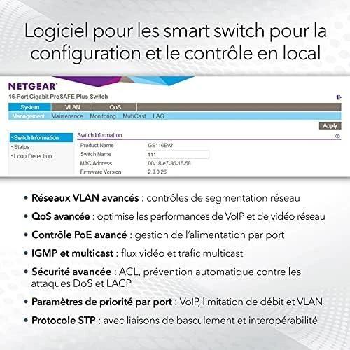 Šakotuvas „NETGEAR“ 8 prievadų daugiagigabitinis/10g eterneto išmanusis valdomasis „Pro“ komutatorius su 2 SFP+ prievadais (MS510TXM)