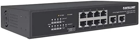 Šakotuvas Intellinet 561402 jungiklis Gigabit 8x RJ45 PoE+, 2x RJ45 Uplink